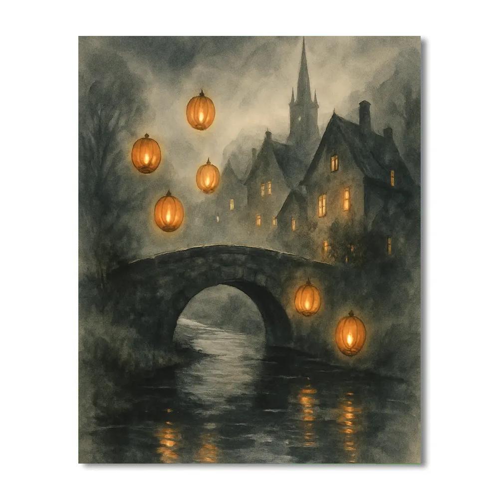 Lanterns Over Hollowford Bridge DIY paint by numbers
