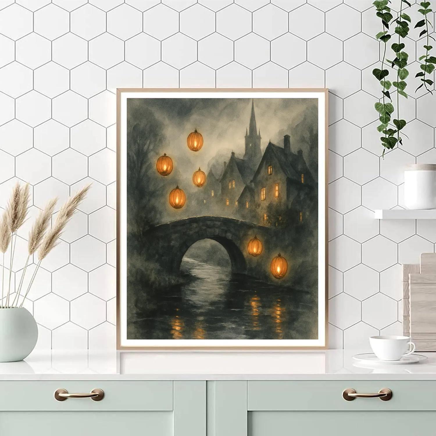Lanterns Over Hollowford Bridge DIY paint by numbers