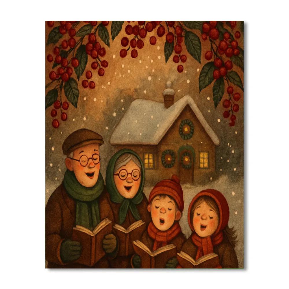 Winterberry Cottage Choir DIY paint by numbers