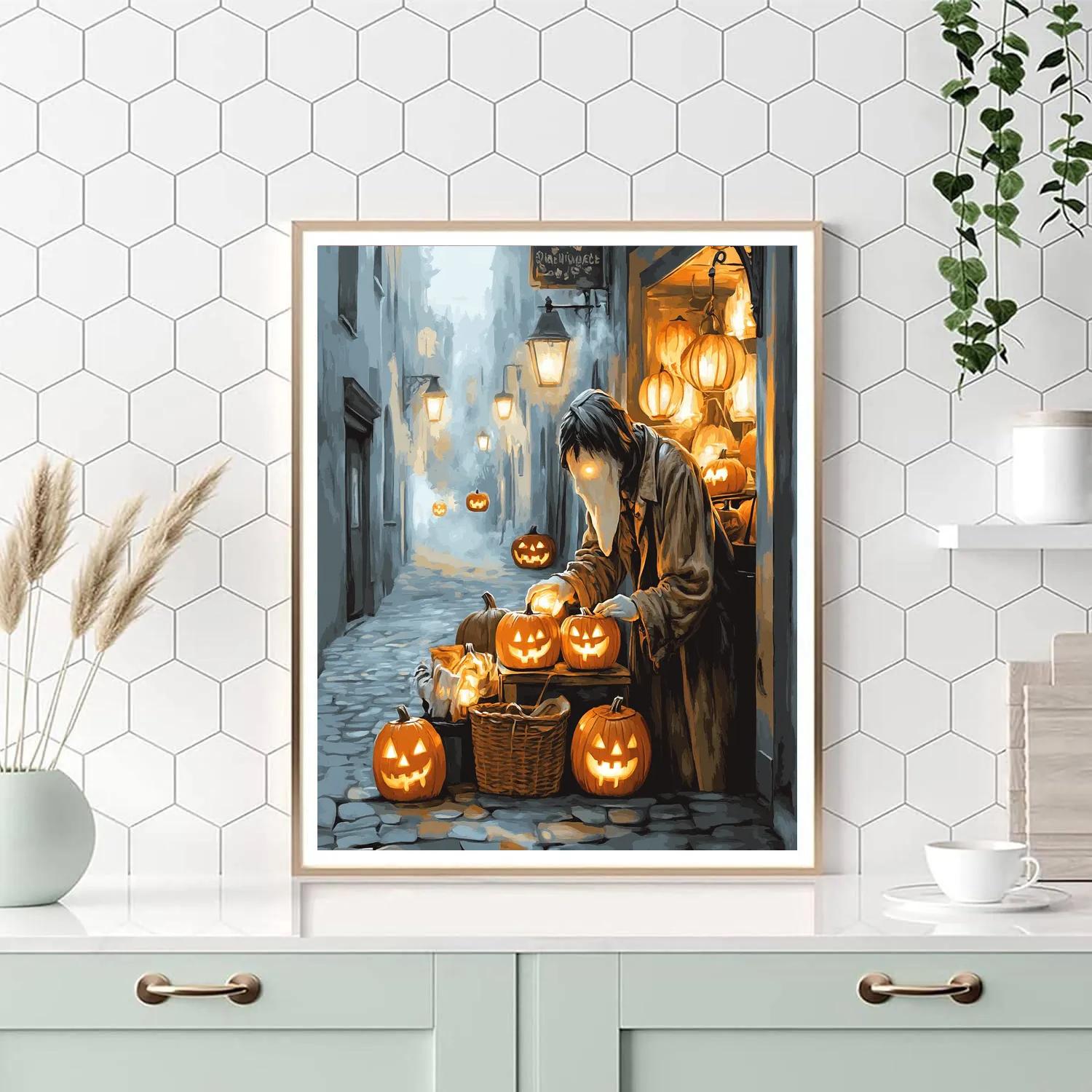 Spooky Lantern Market paint by number