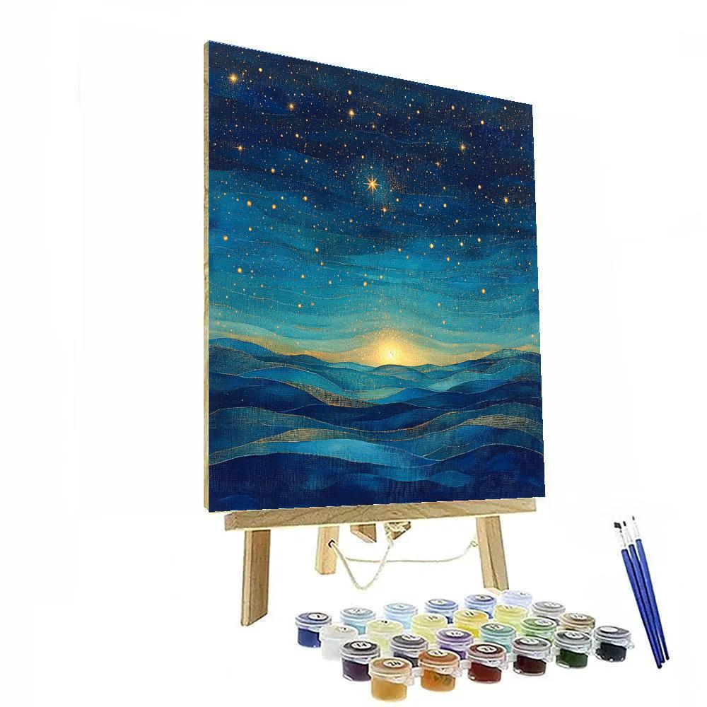 Georges Seurat Inspired Celestial Nebula Landscape Numbered painting kits