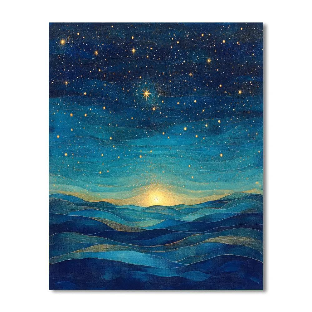 Georges Seurat Inspired Celestial Nebula Landscape Numbered painting kits