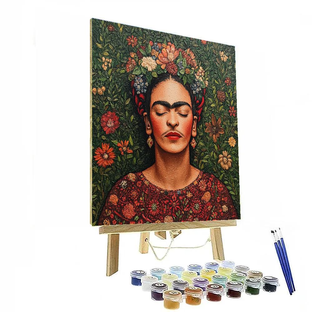 Frida Kahlo Inspired Floral Portrait Number painting