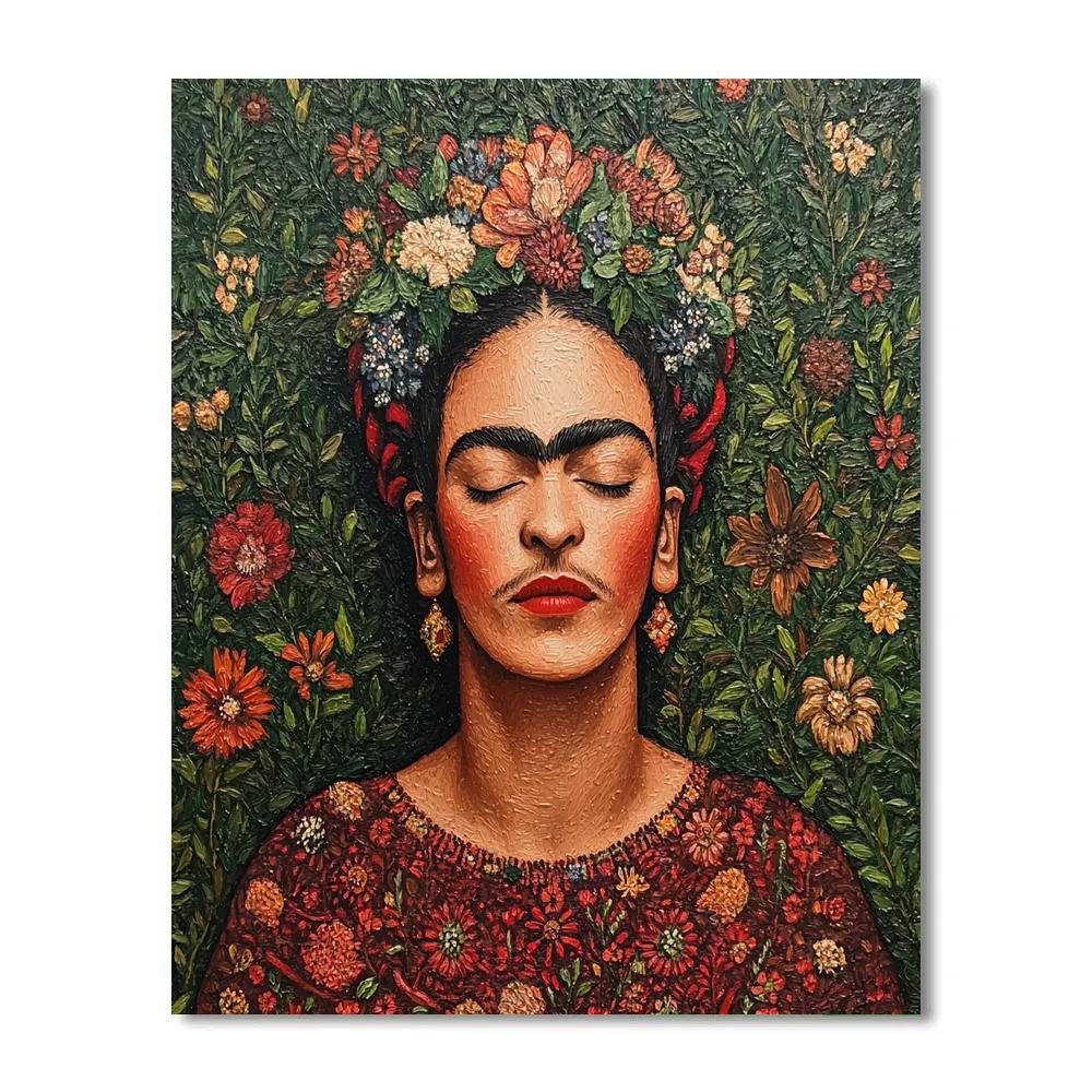 Frida Kahlo Inspired Floral Portrait Number painting