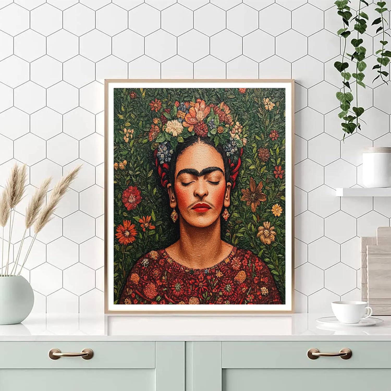 Frida Kahlo Inspired Floral Portrait Number painting