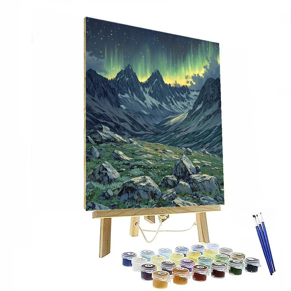 Leonardo Da Vinci Inspired Mountain Aurora Diagram Number painting