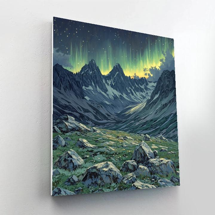 Leonardo Da Vinci Inspired Mountain Aurora Diagram Number painting