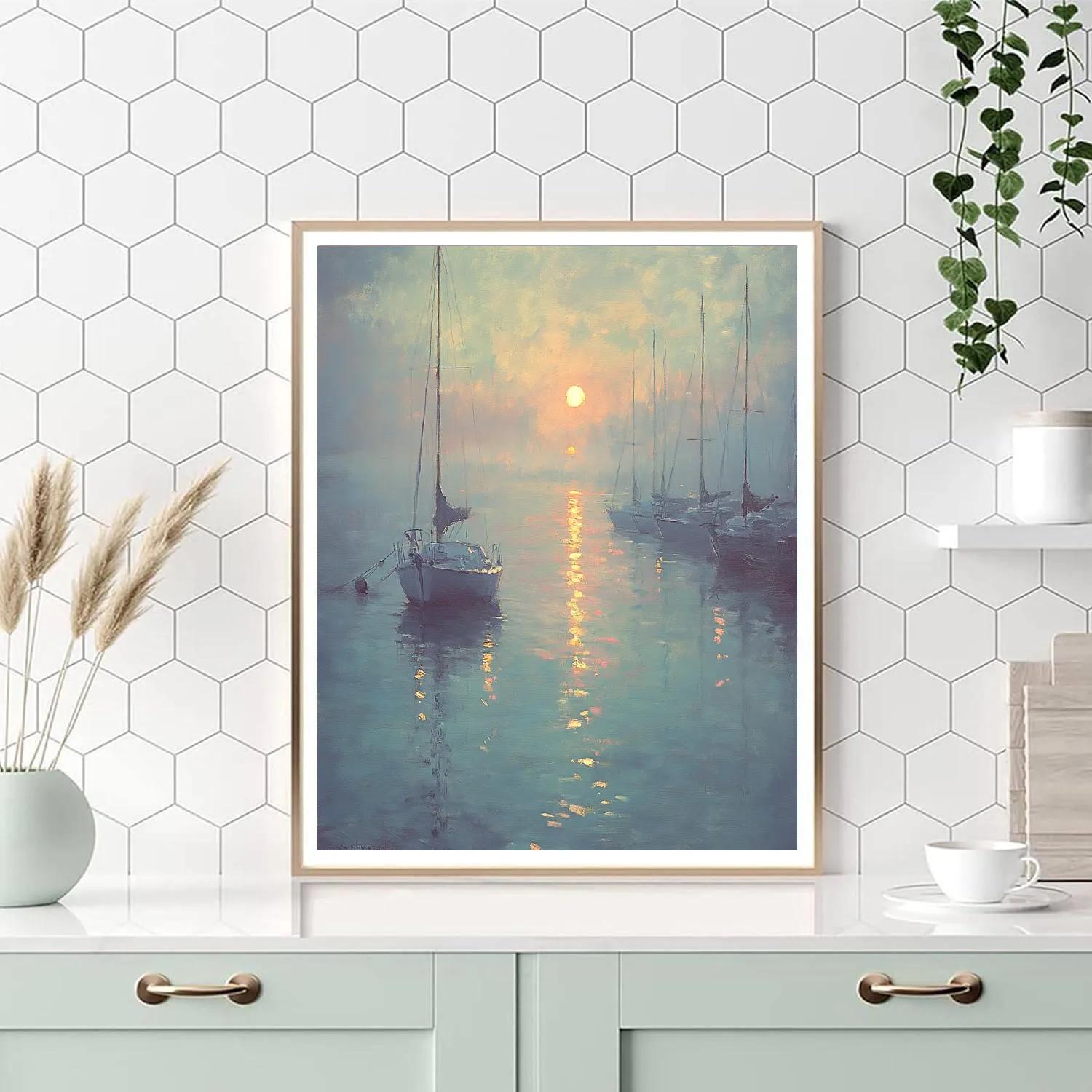 Claude Monet Inspired Foggy Seaside Number painting