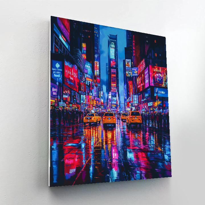 Times Square At Night New York paint by color