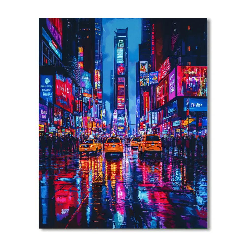 Times Square At Night New York paint by color