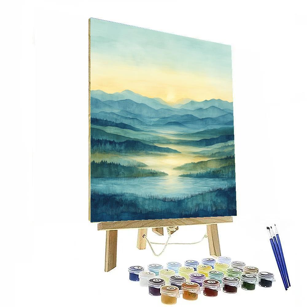 Hiroshige Inspired Mist Over River Plains paint by numbers