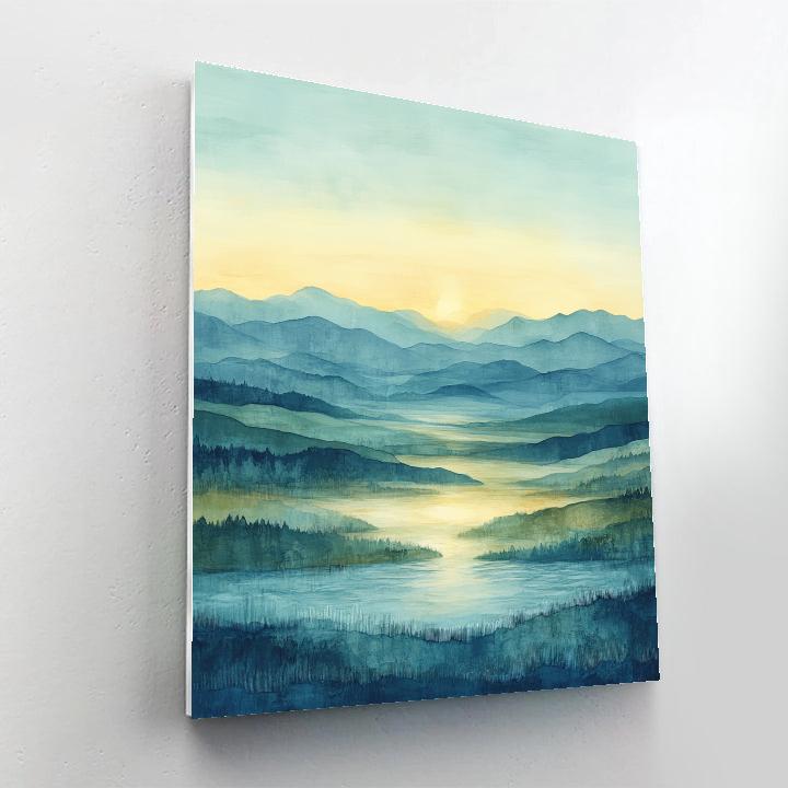 Hiroshige Inspired Mist Over River Plains paint by numbers