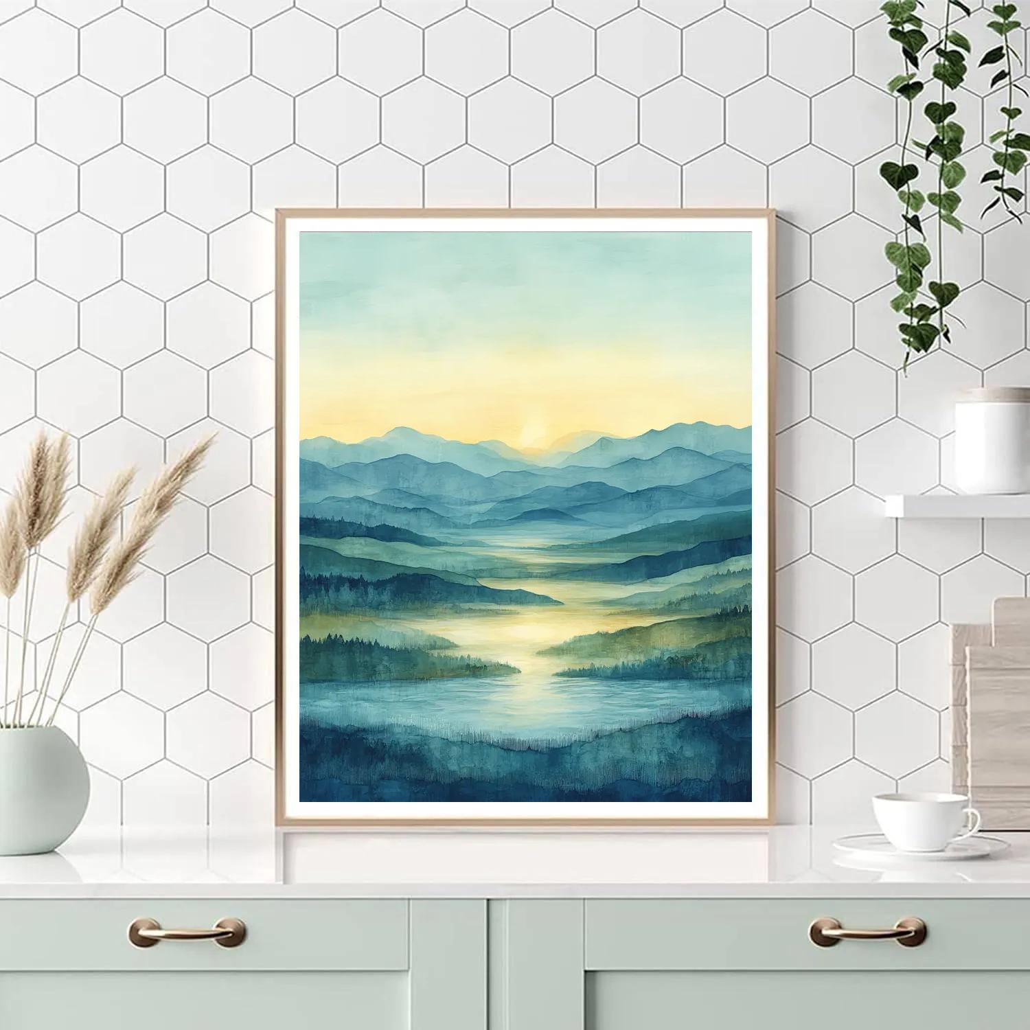 Hiroshige Inspired Mist Over River Plains paint by numbers
