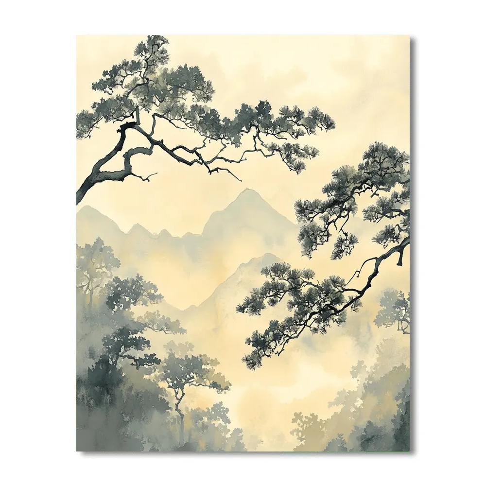 Zhao Mengfu Inspired Ancient Pine Breeze painting number kit