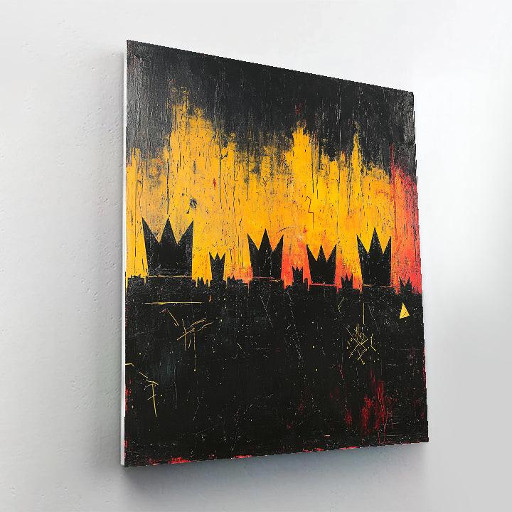 Jean-Michel Basquiat Inspired Crownscape Nightfall Number painting