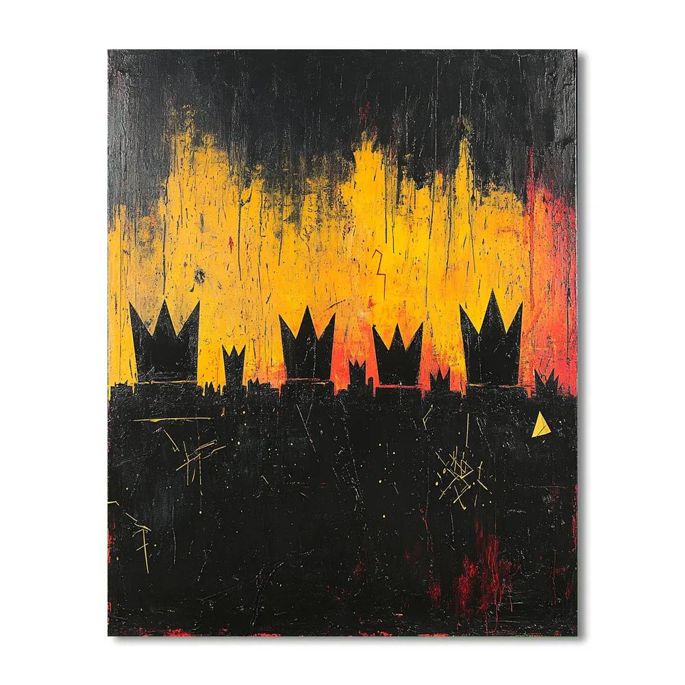 Jean-Michel Basquiat Inspired Crownscape Nightfall Number painting