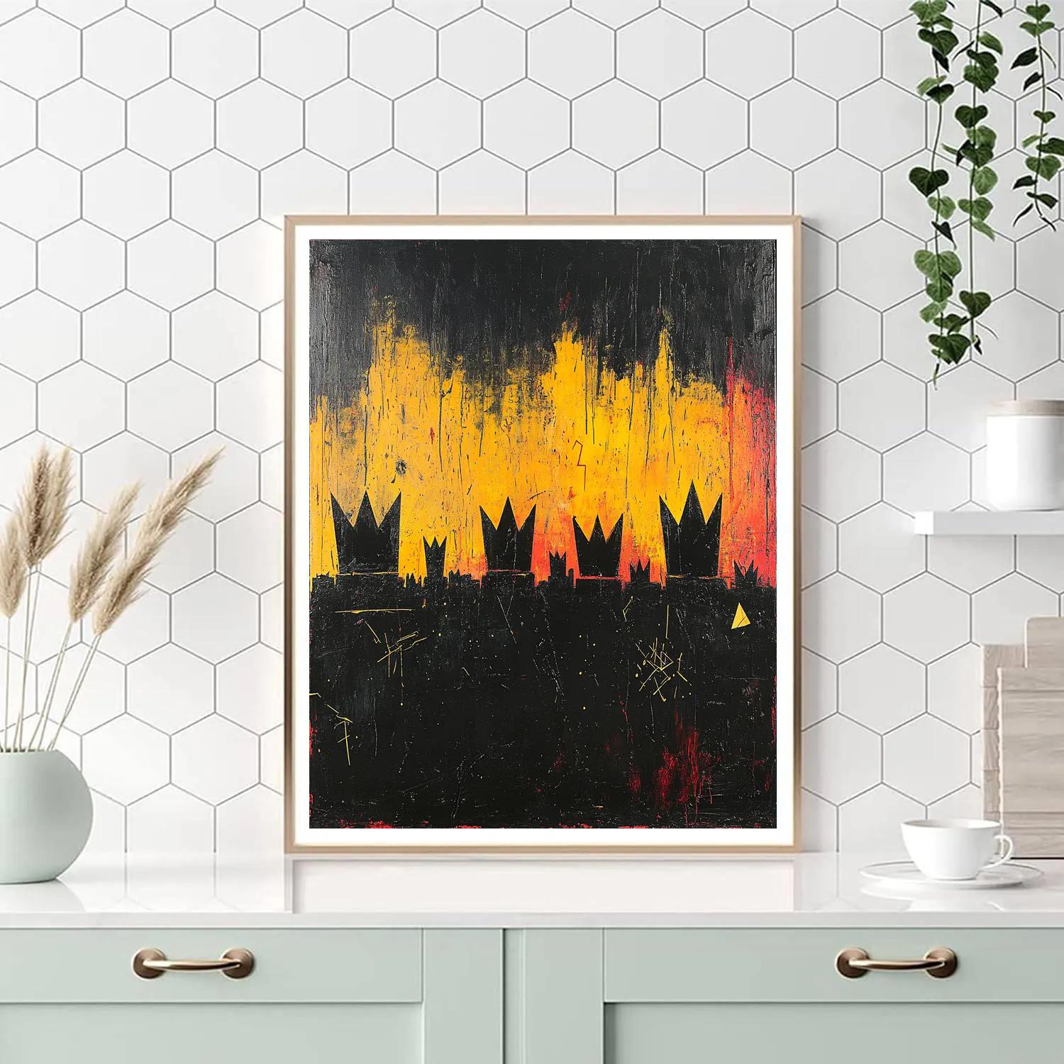 Jean-Michel Basquiat Inspired Crownscape Nightfall Number painting