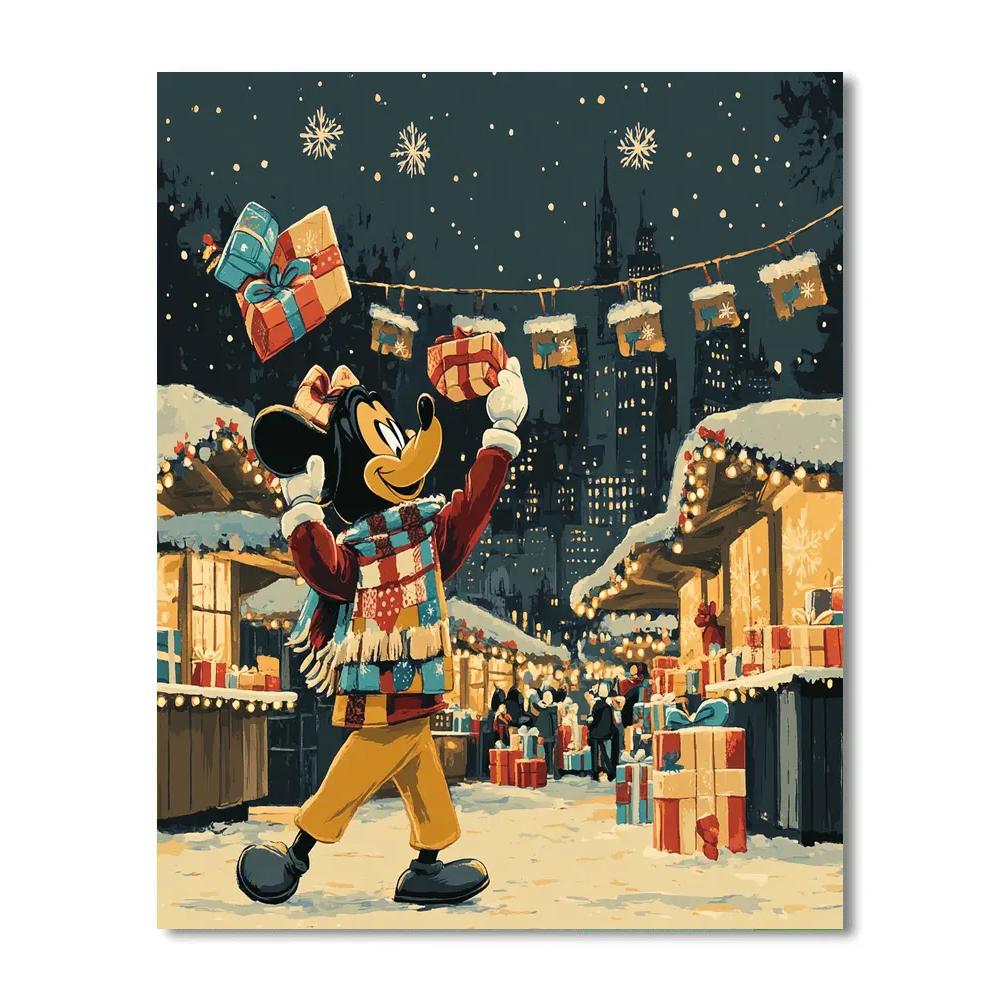 Holiday Market With Goofy And Gifts Paint by numbers kits