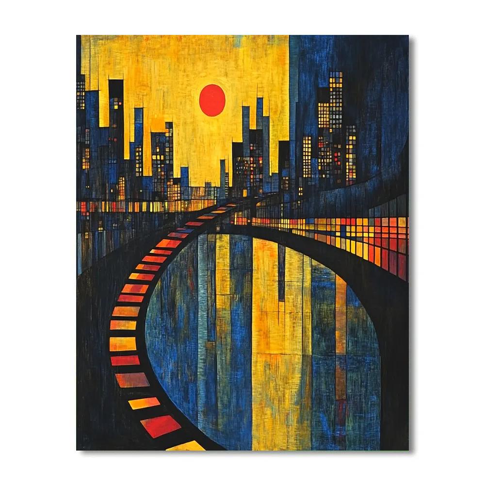 Kandinsky Inspired Citylights Abstraction DIY paint by numbers