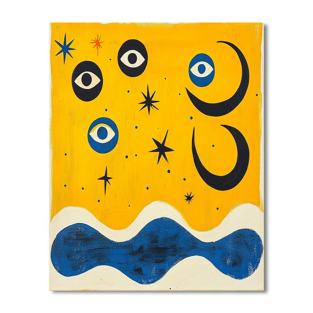 Joan Miró Inspired Ocean Of Stars Number painting