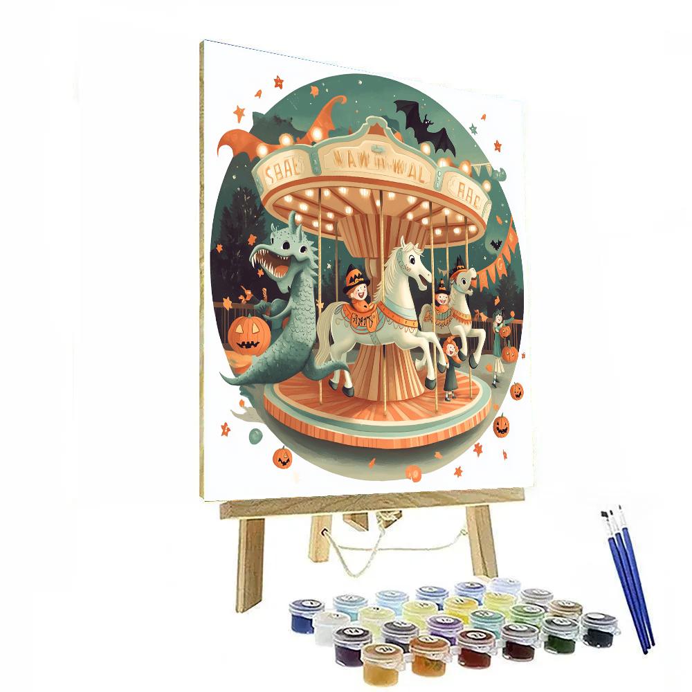 Haunted Carousel At Dusk paint by color