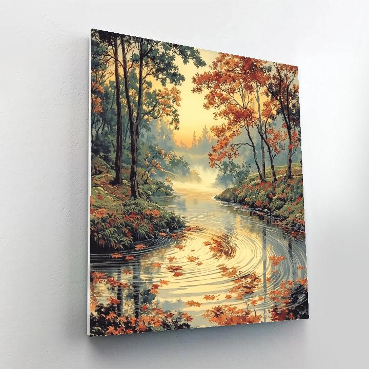 Hiroshige Inspired Autumn River Serenity paint by number