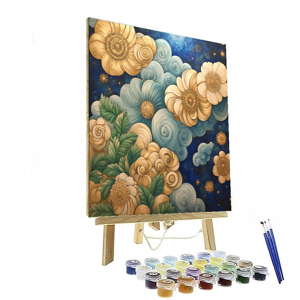 Gustav Klimt Inspired Celestial Flora painting number kit