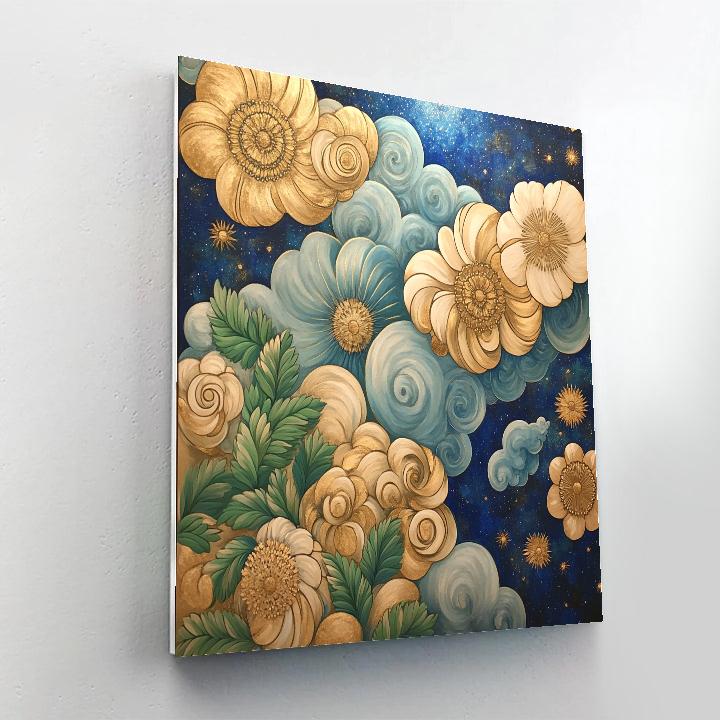 Gustav Klimt Inspired Celestial Flora painting number kit
