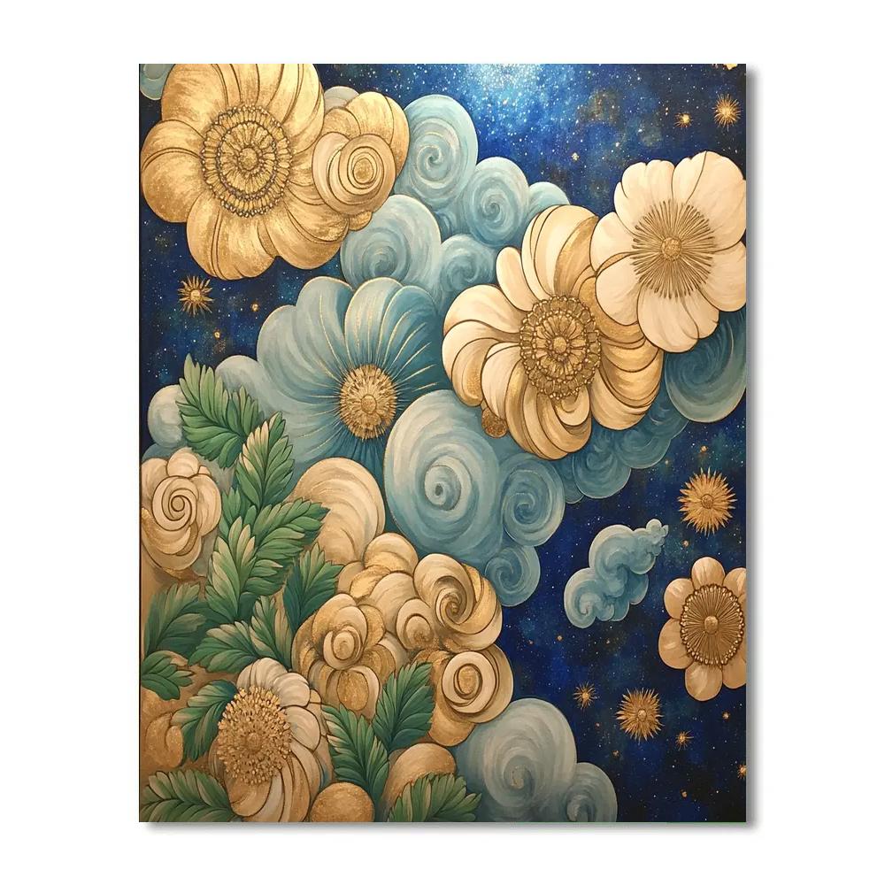 Gustav Klimt Inspired Celestial Flora painting number kit