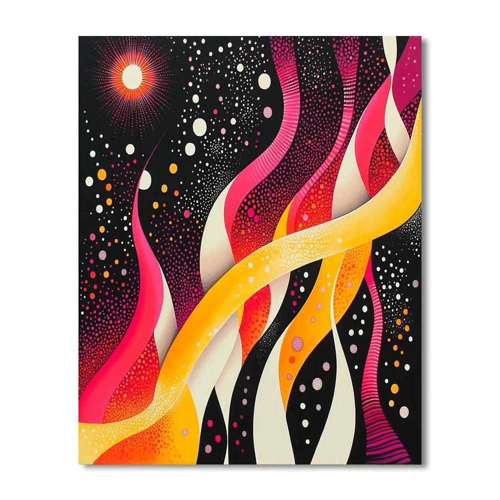 Yayoi Kusama Inspired Looping Nebula Garden Number painting