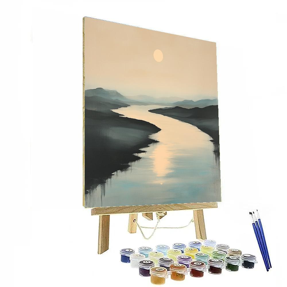 Zhao Mengfu Inspired Lunar River Reflection paint by number