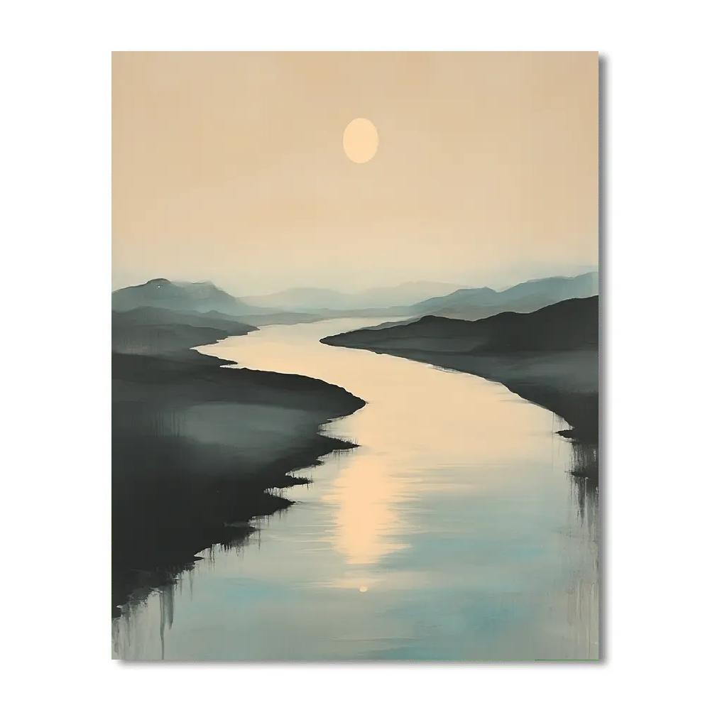 Zhao Mengfu Inspired Lunar River Reflection paint by number