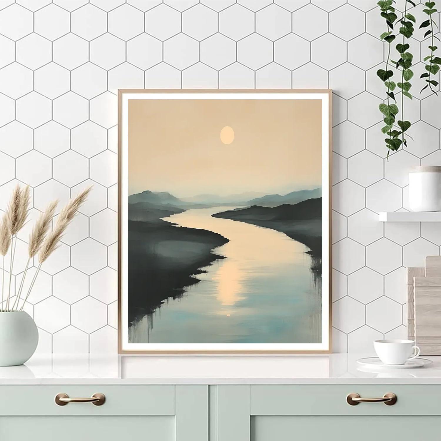 Zhao Mengfu Inspired Lunar River Reflection paint by number