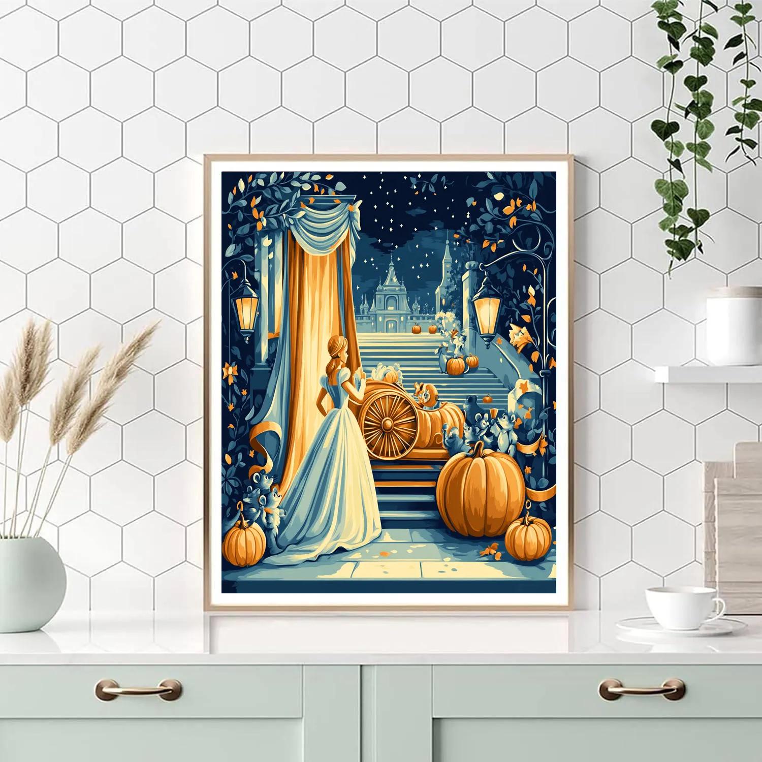 Cinderella Midnight Pumpkin Coach Reveal Numbered painting kits