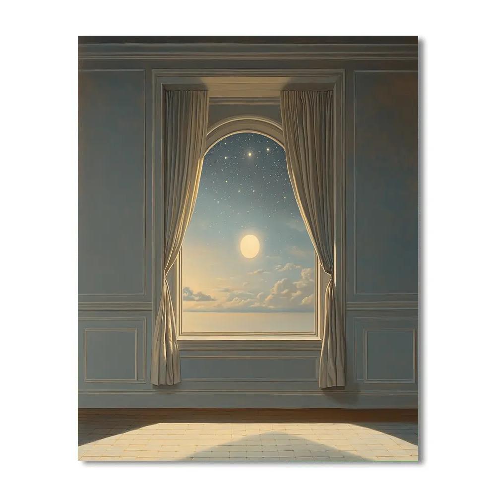 Magritte Inspired Window To Stars DIY paint by numbers