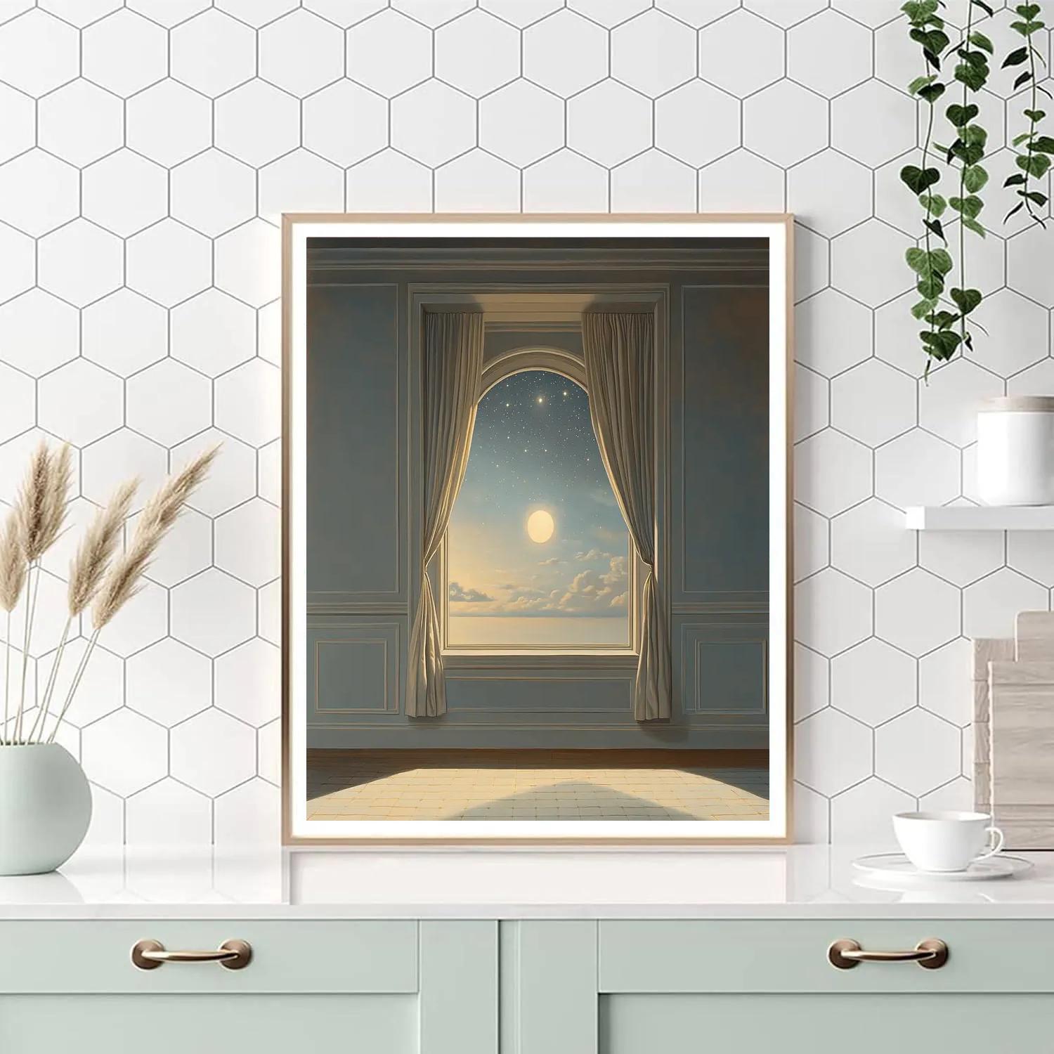 Magritte Inspired Window To Stars DIY paint by numbers