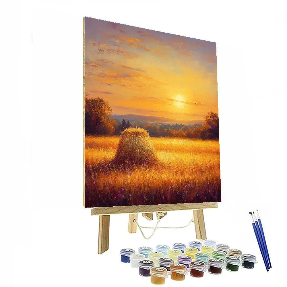 Claude Monet Inspired Autumnal Haystack Glow DIY paint by numbers