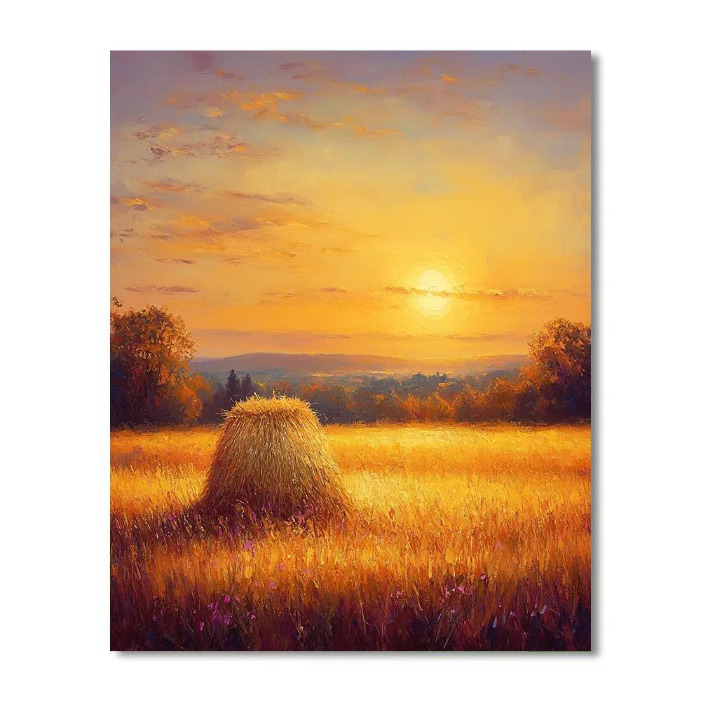 Claude Monet Inspired Autumnal Haystack Glow DIY paint by numbers