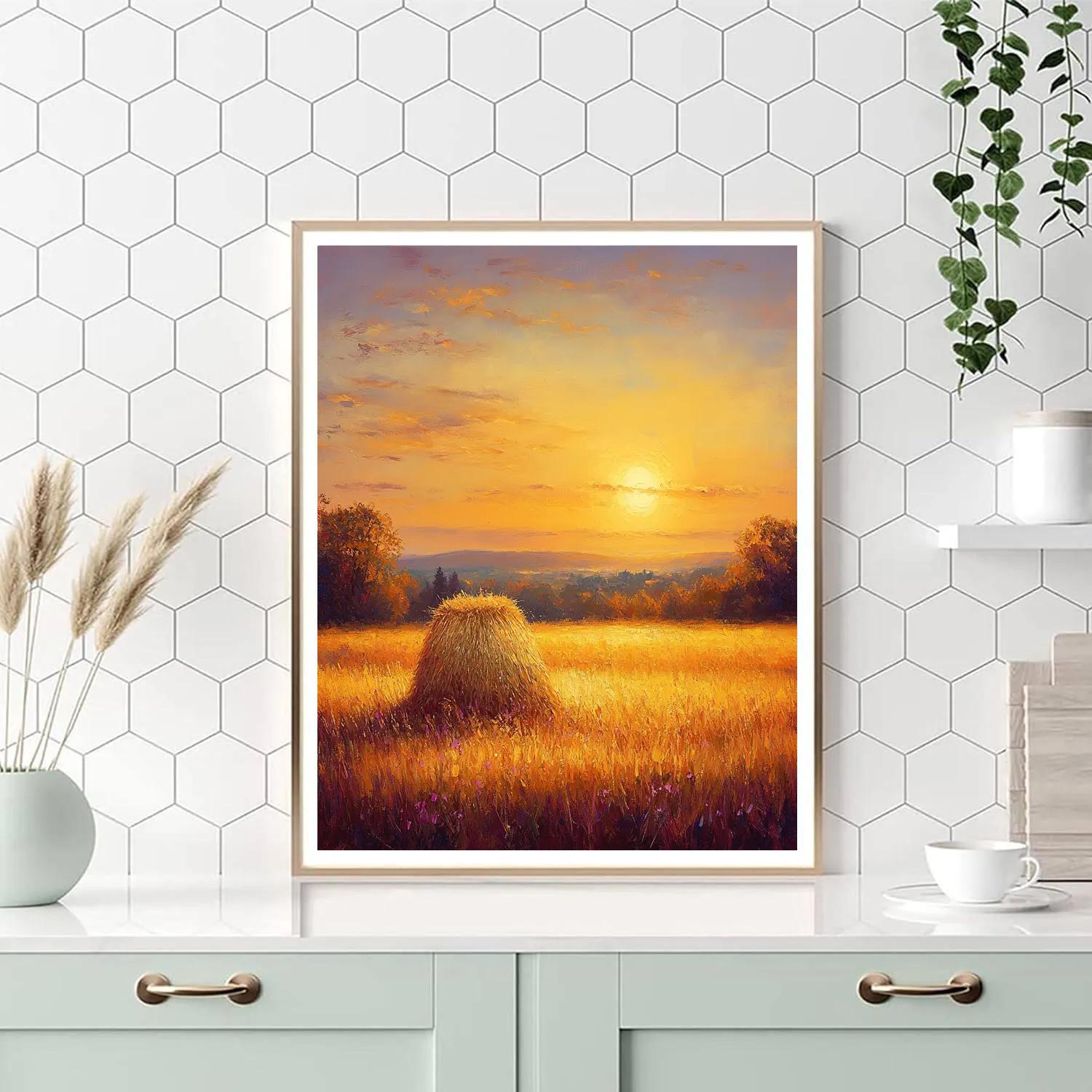 Claude Monet Inspired Autumnal Haystack Glow DIY paint by numbers