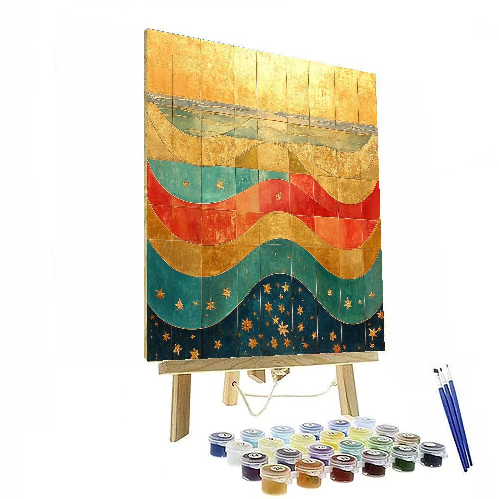 Gustav Klimt Inspired Golden Tidal Patterns Painting by numbers kit