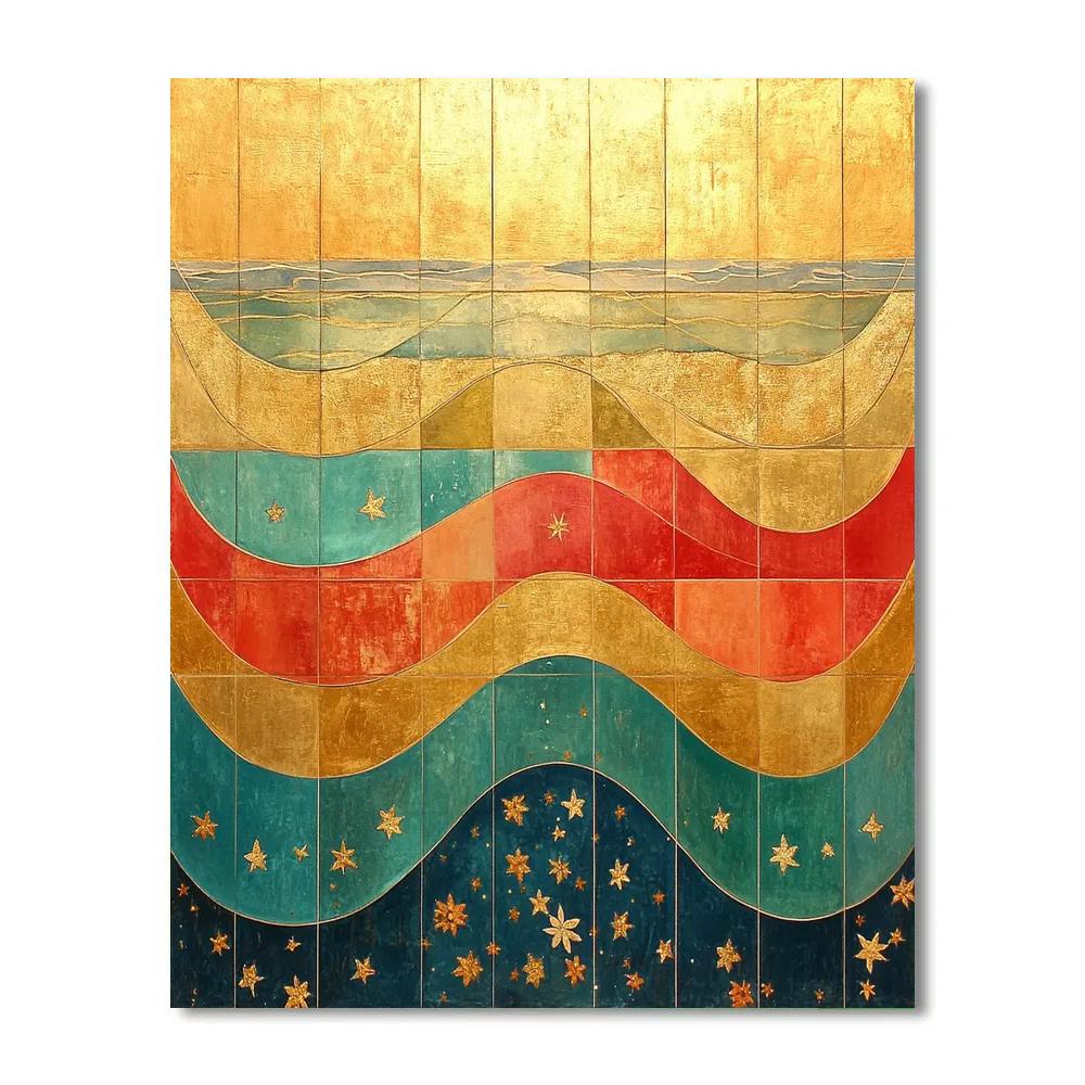 Gustav Klimt Inspired Golden Tidal Patterns Painting by numbers kit