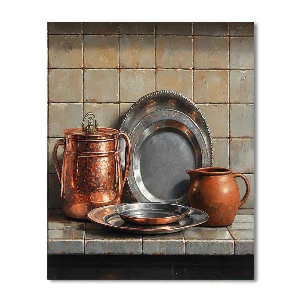 Diego Velázquez Inspired Still Life With Copper Vessels Paint by numbers art