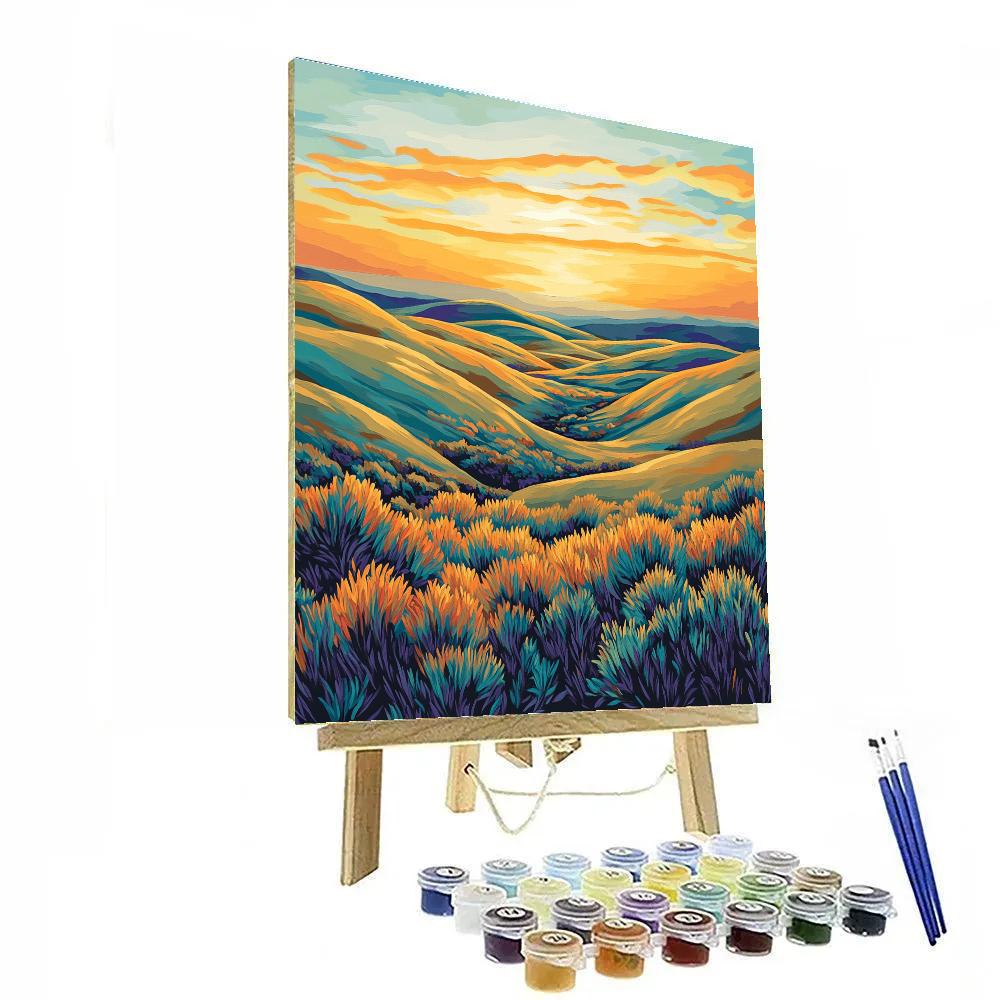 Frederick Varley Inspired Radiant Sunset Atmosphere Across Windswept Hills DIY paint by numbers