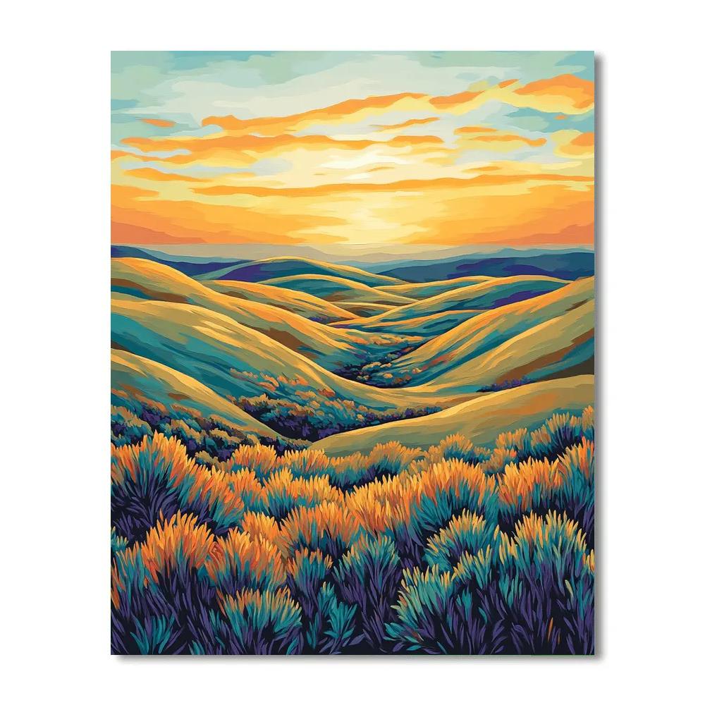 Frederick Varley Inspired Radiant Sunset Atmosphere Across Windswept Hills DIY paint by numbers
