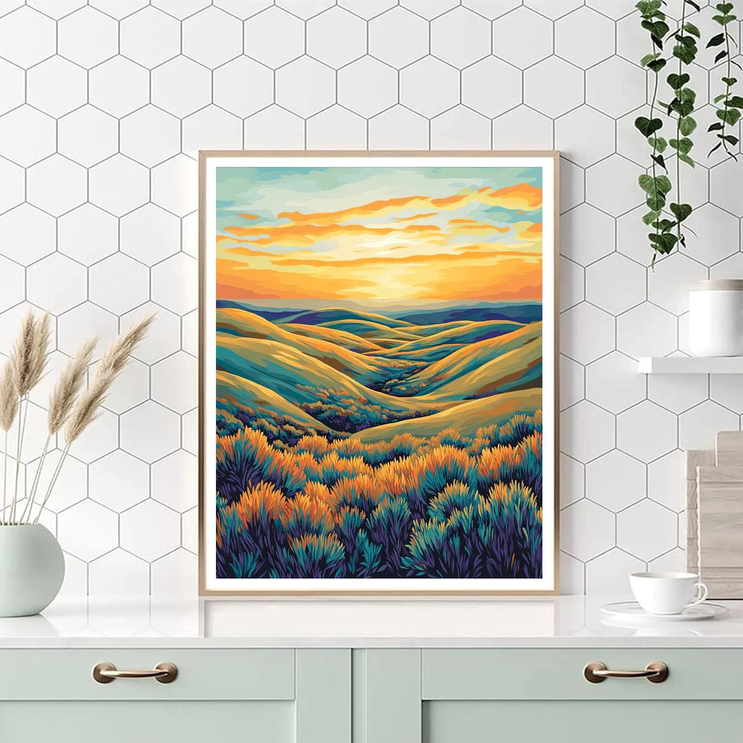 Frederick Varley Inspired Radiant Sunset Atmosphere Across Windswept Hills DIY paint by numbers