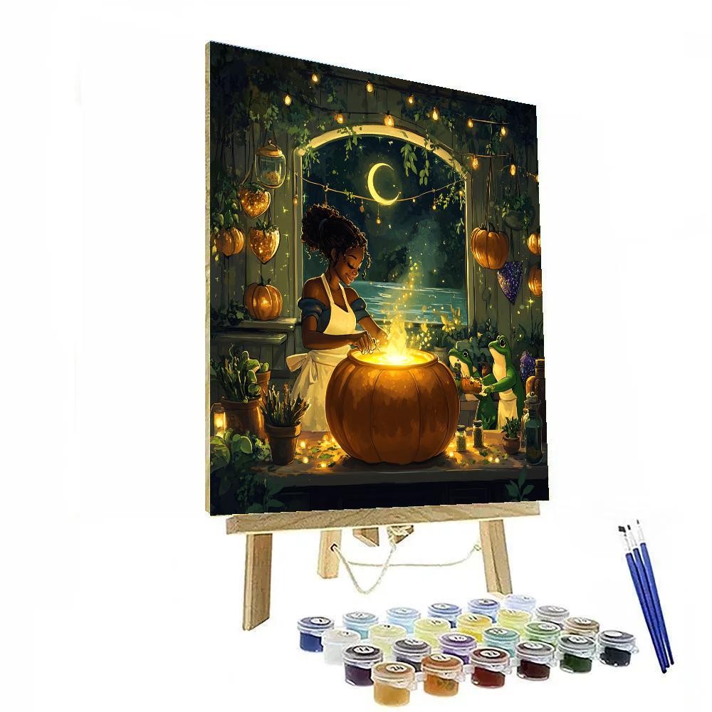 Tiana Moonlit Voodoo Pumpkin Kitchen paint by numbers