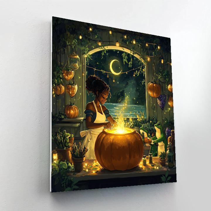 Tiana Moonlit Voodoo Pumpkin Kitchen paint by numbers