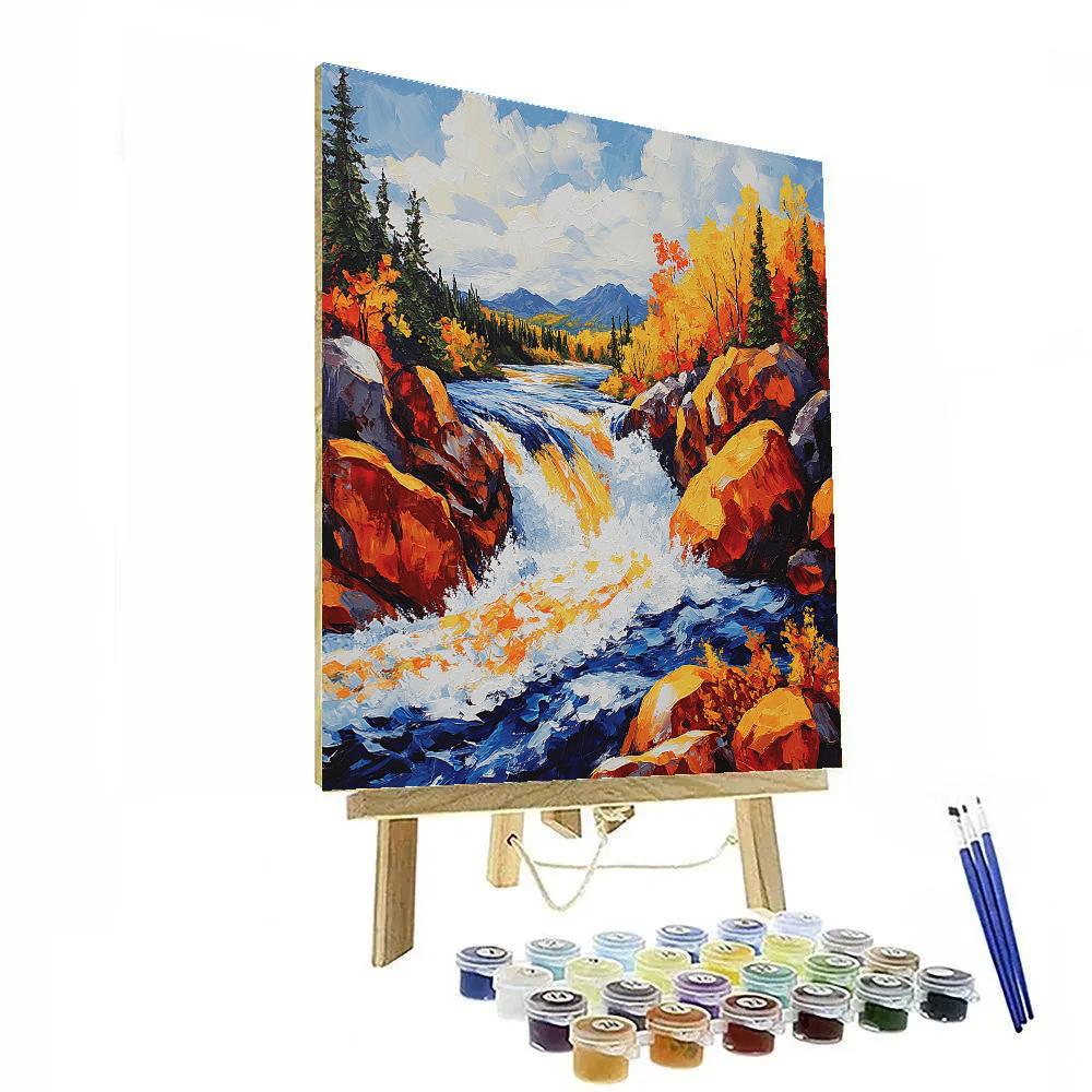 A.Y. Jackson Inspired Algoma Autumn Rapids painting number kit