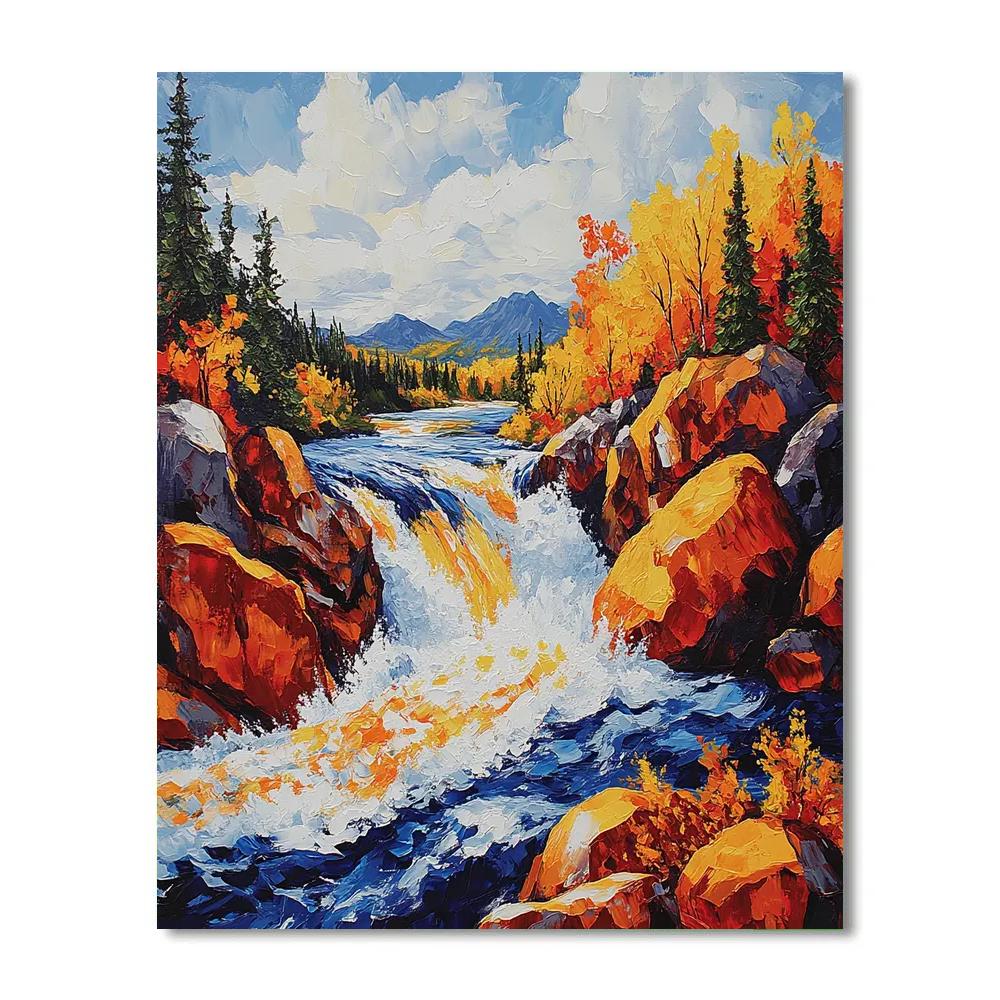 A.Y. Jackson Inspired Algoma Autumn Rapids painting number kit