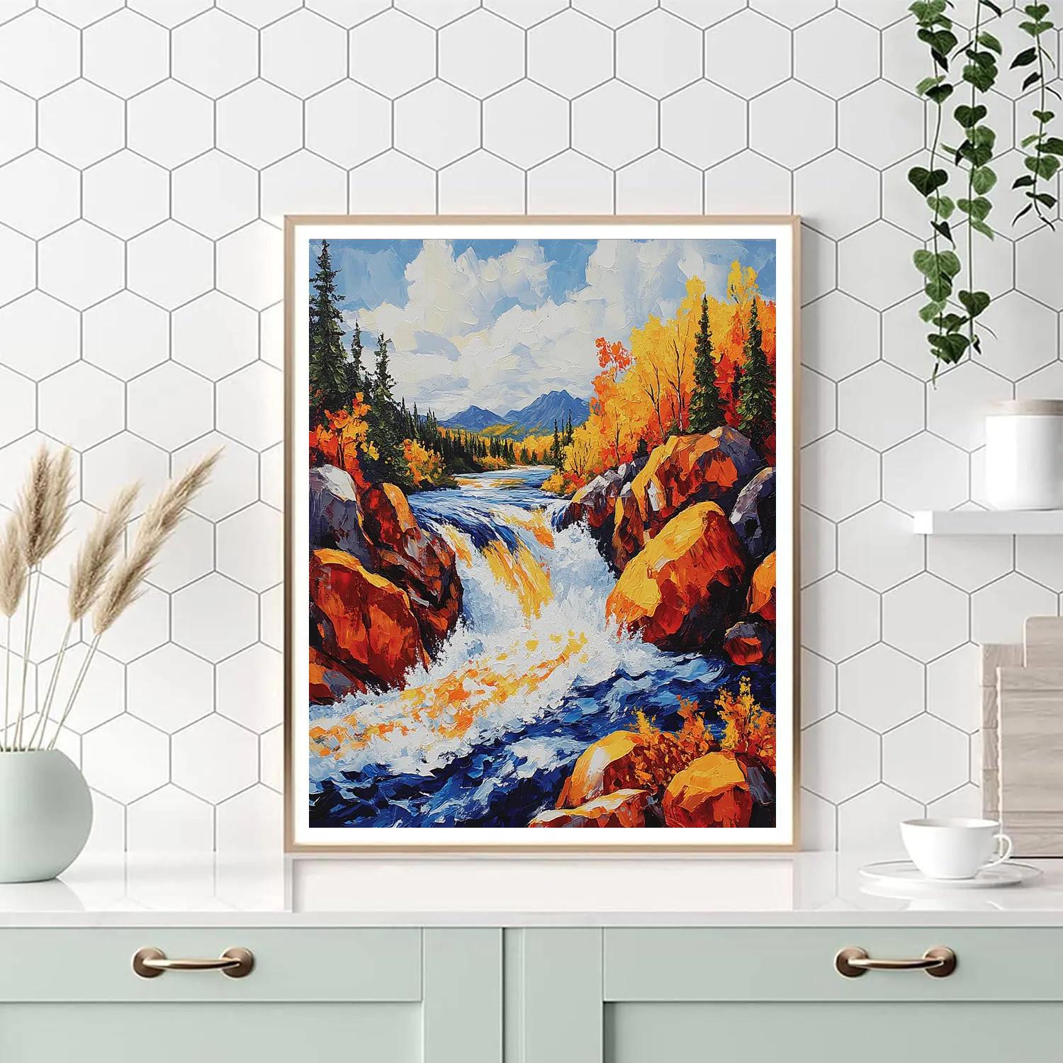 A.Y. Jackson Inspired Algoma Autumn Rapids painting number kit